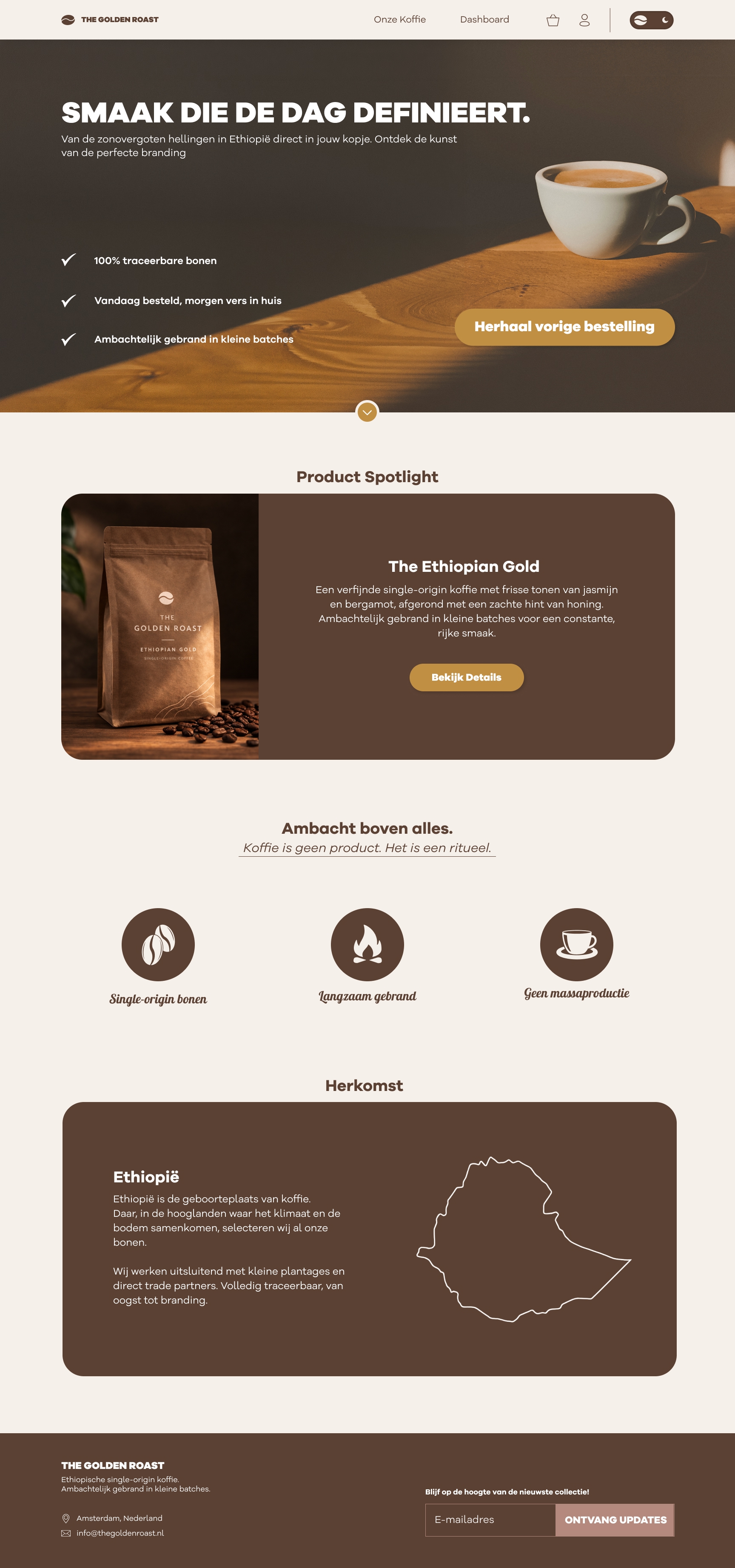 Golden Roast landing page